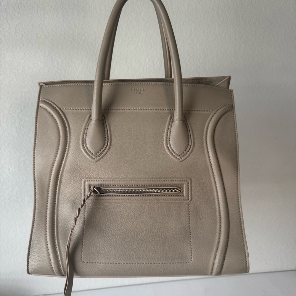 Celine Tan Structured Leather Tote